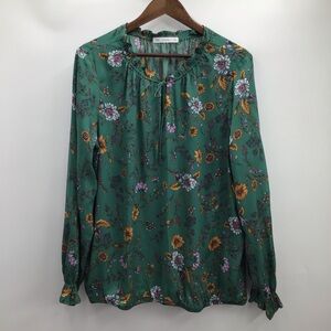 Woman’s Floral Long Sleeve Green Blouse